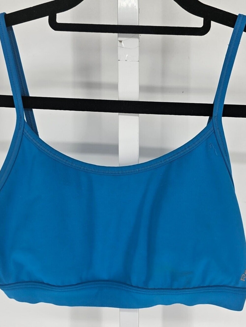 Reebok Womens Sz S Medium Impact Sports Bra Bright Blue Strappy Back Speedwick